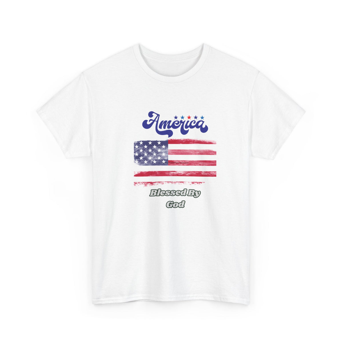 Patriotic 'America' Flag Tee — "Blessed By God" | 4th of July USA T-Shirt