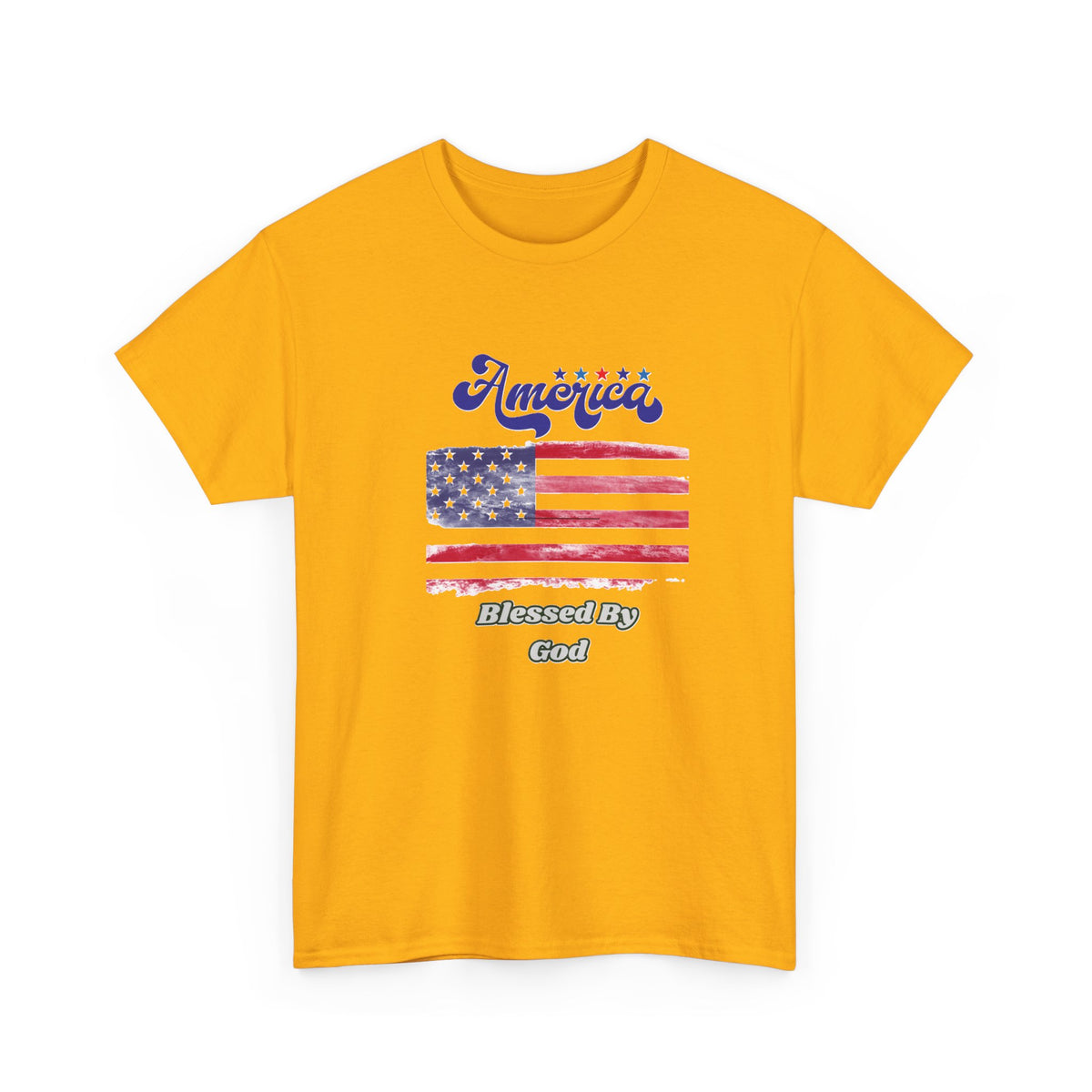 Patriotic 'America' Flag Tee — "Blessed By God" | 4th of July USA T-Shirt