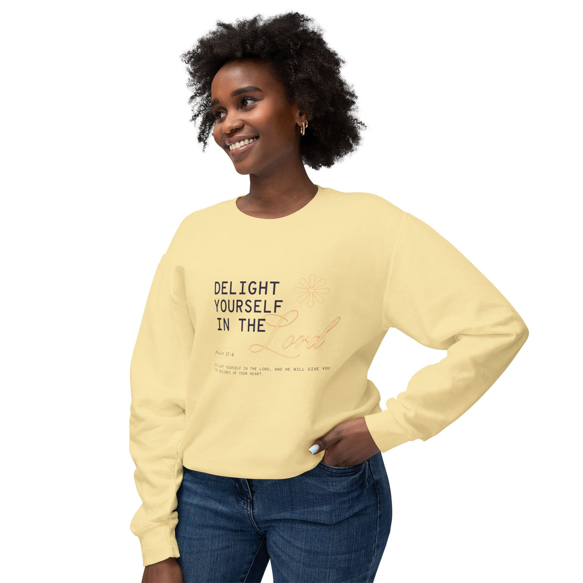 Delight yourself in the Lord - Unisex Lightweight Crewneck Sweatshirt