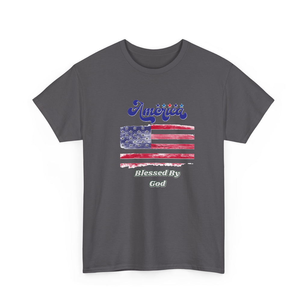 Patriotic 'America' Flag Tee — "Blessed By God" | 4th of July USA T-Shirt