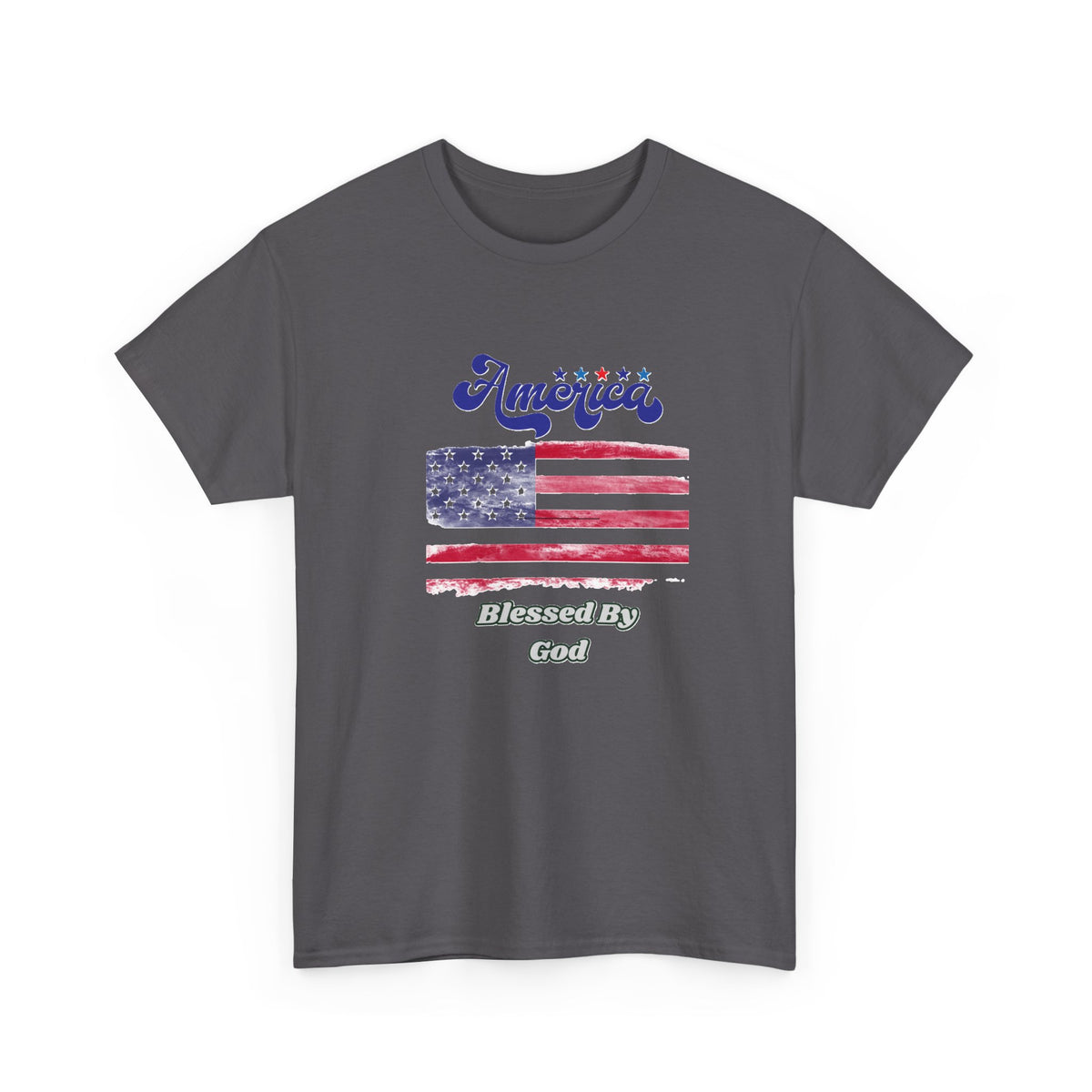 Patriotic 'America' Flag Tee — "Blessed By God" | 4th of July USA T-Shirt