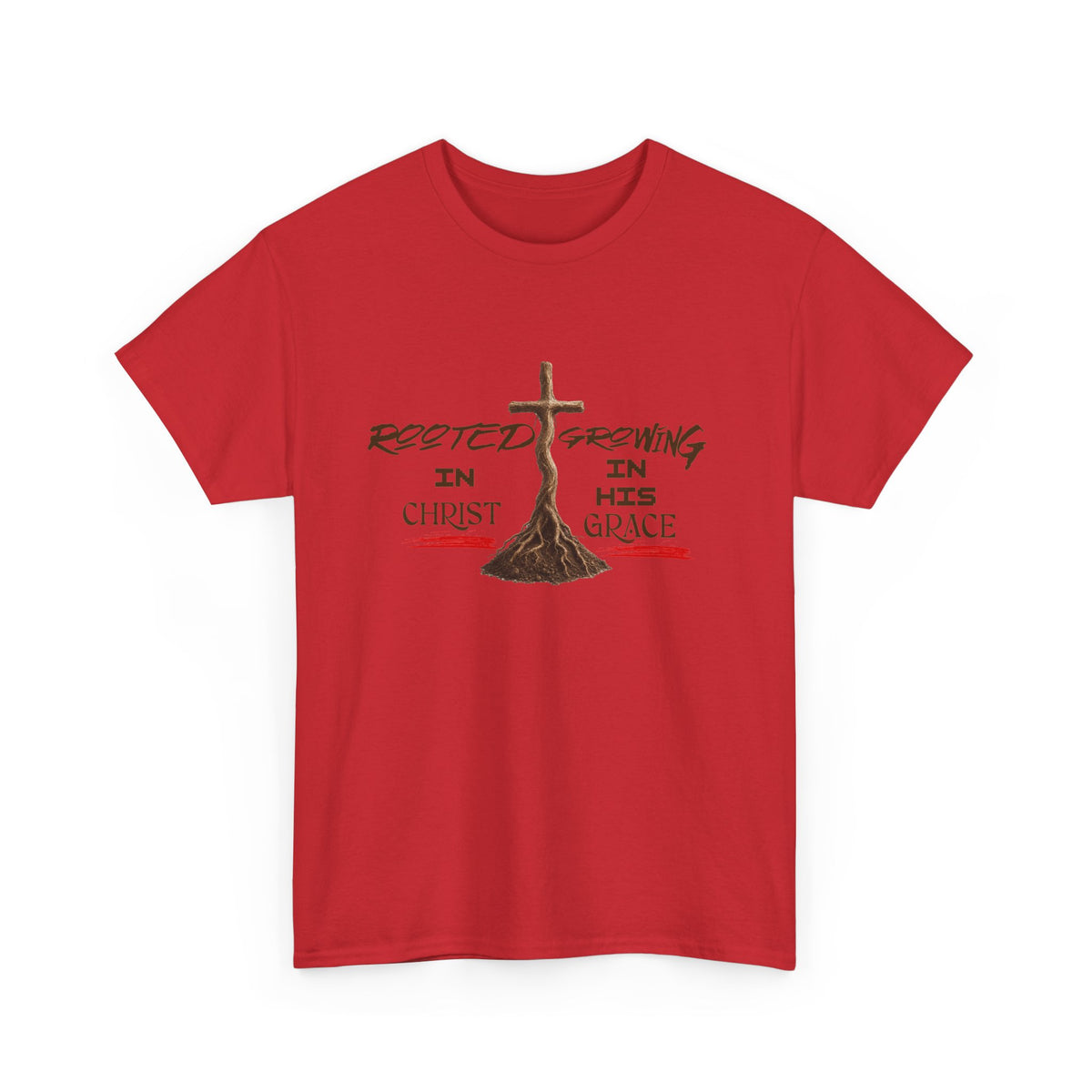 Christian Cross T-Shirt — 'Rooted & Growing in Christ, In His Grace' Faith Tee