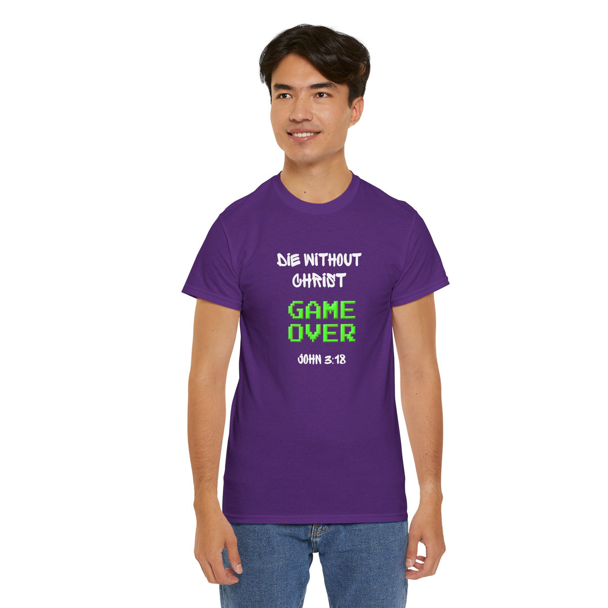 Christian 'Game Over' Tee — 'Die Without Christ' Retro Gamer Graphic T-Shirt