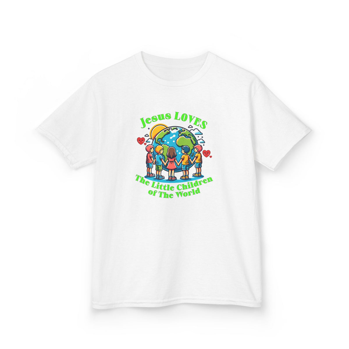 Kids Tee — "Jesus Loves The Little Children of the World" Faith Graphic