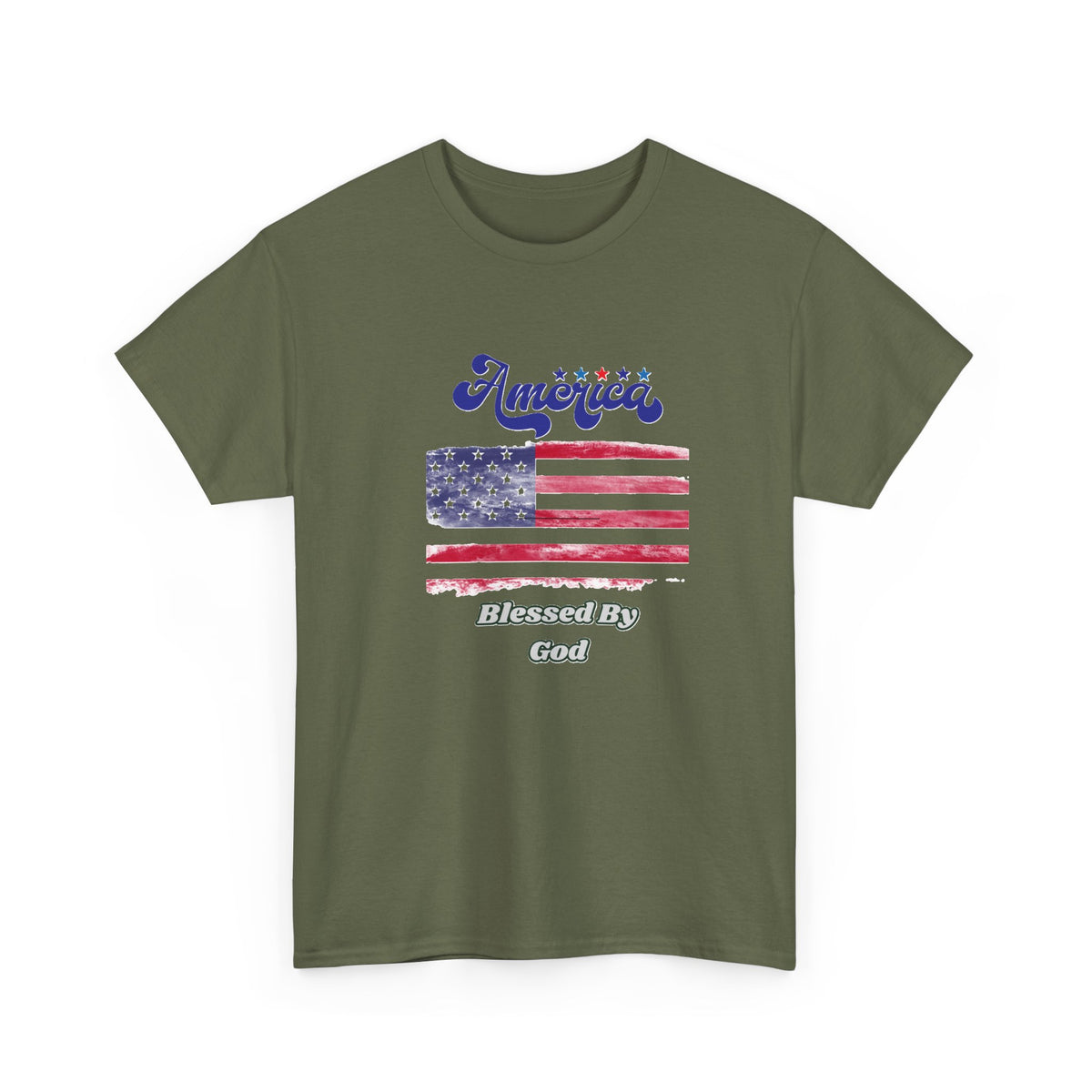 Patriotic 'America' Flag Tee — "Blessed By God" | 4th of July USA T-Shirt