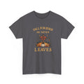 Christian Fall T-Shirt — “Fall For Jesus He Never Leaves” Pumpkin Cross Autumn Tee