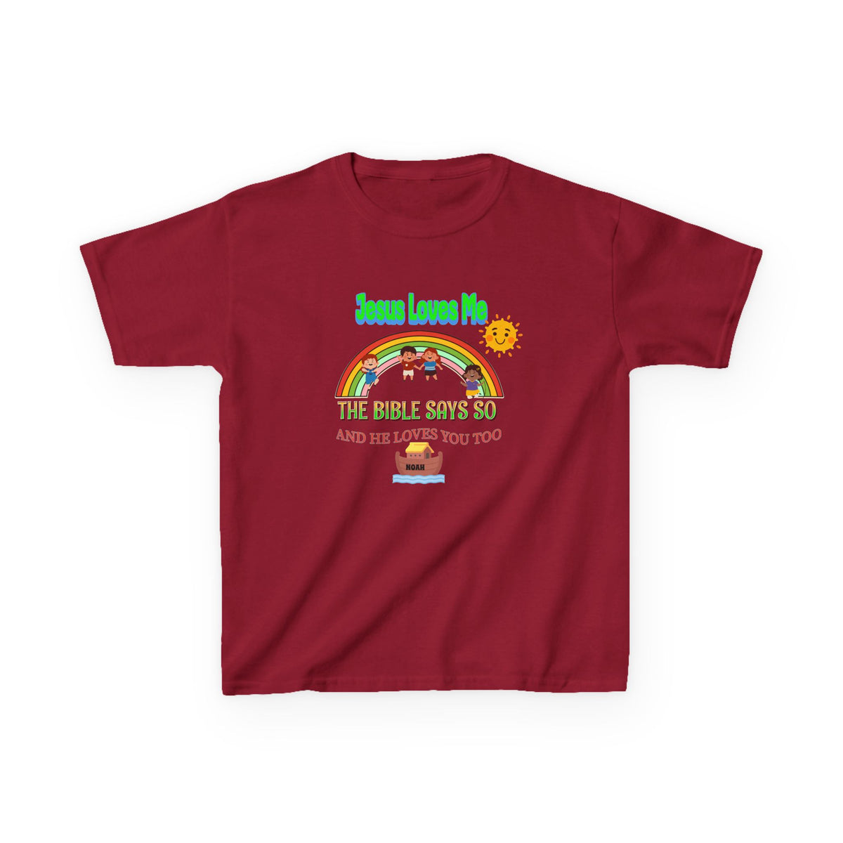 Kids T-Shirt — 'Jesus Loves Me' Rainbow Bible Verse Tee for Children