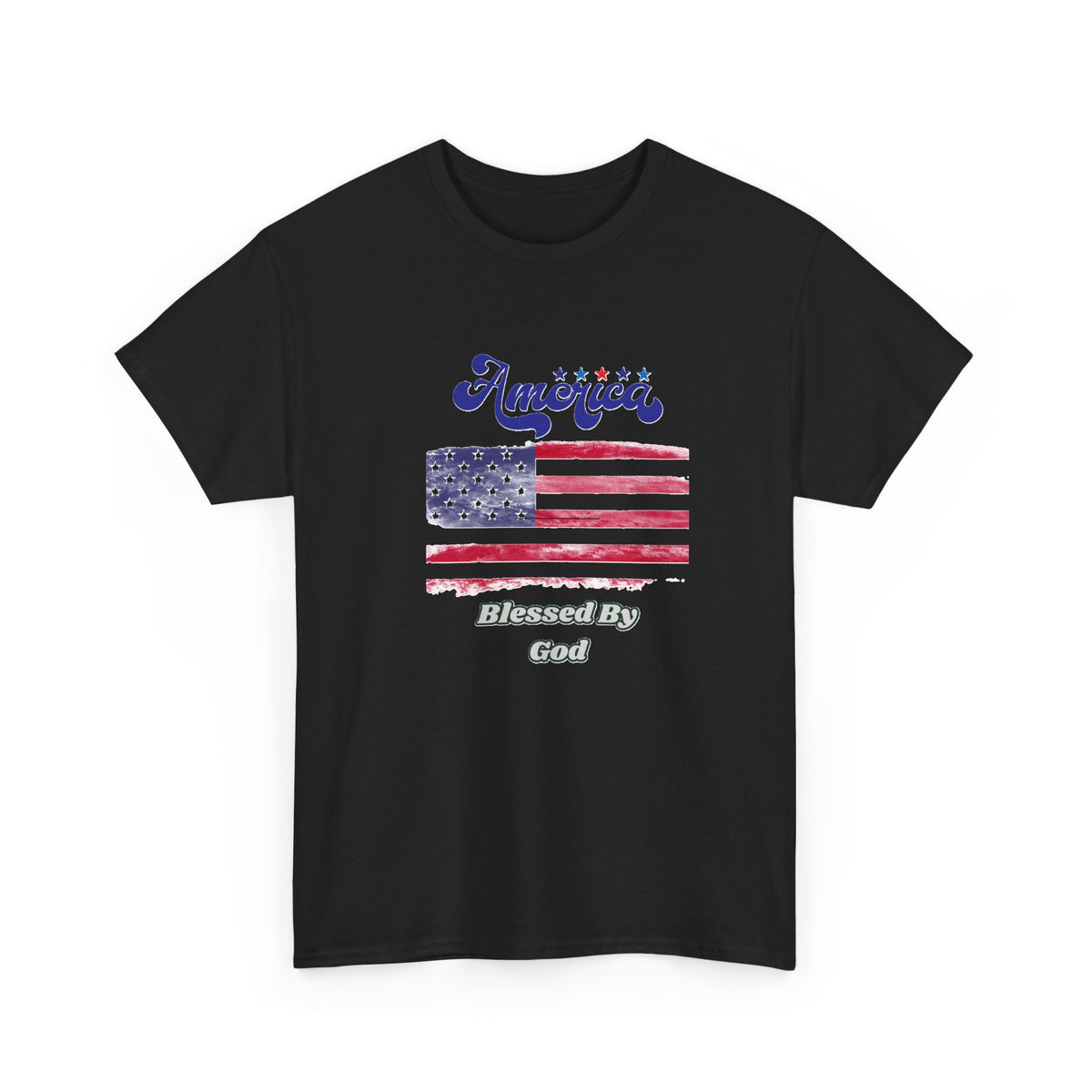 Patriotic 'America' Flag Tee — "Blessed By God" | 4th of July USA T-Shirt