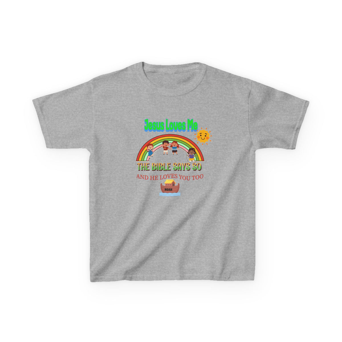 Kids T-Shirt — 'Jesus Loves Me' Rainbow Bible Verse Tee for Children