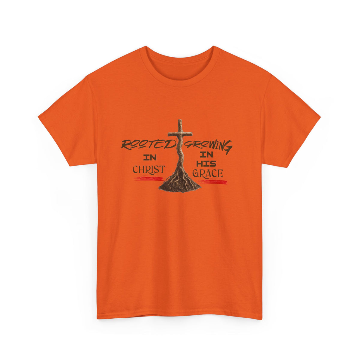 Christian Cross T-Shirt — 'Rooted & Growing in Christ, In His Grace' Faith Tee