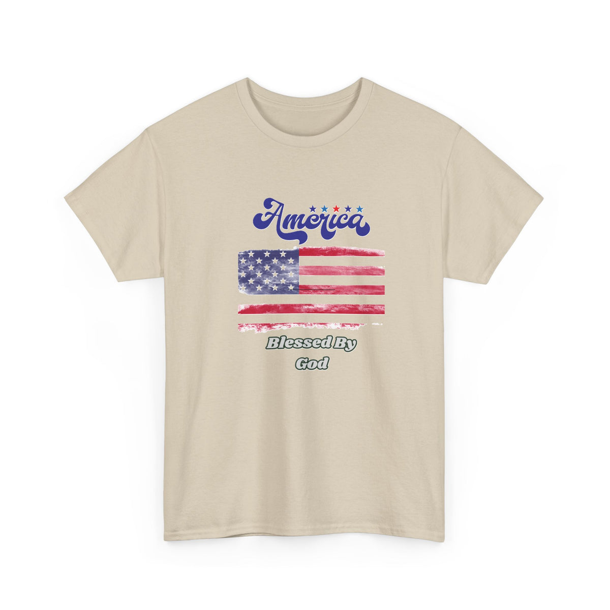 Patriotic 'America' Flag Tee — "Blessed By God" | 4th of July USA T-Shirt
