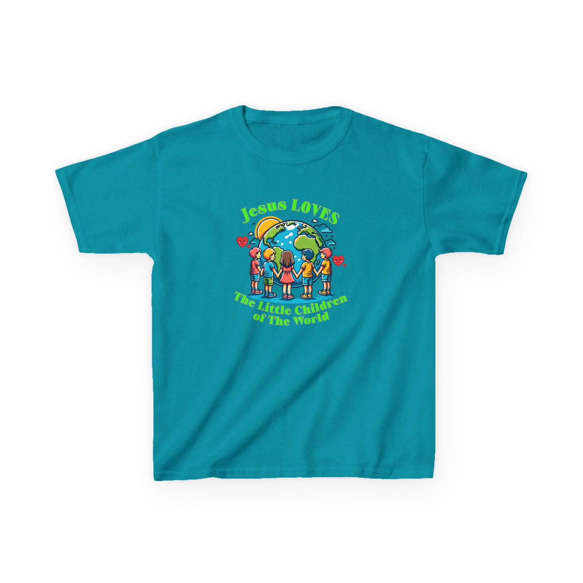 Kids Tee — "Jesus Loves The Little Children of the World" Faith Graphic