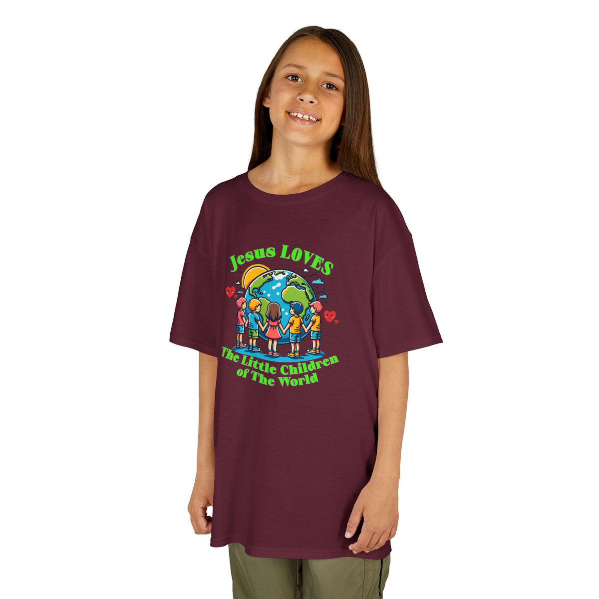 Kids Tee — "Jesus Loves The Little Children of the World" Faith Graphic