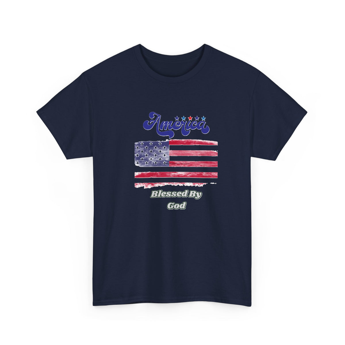Patriotic 'America' Flag Tee — "Blessed By God" | 4th of July USA T-Shirt