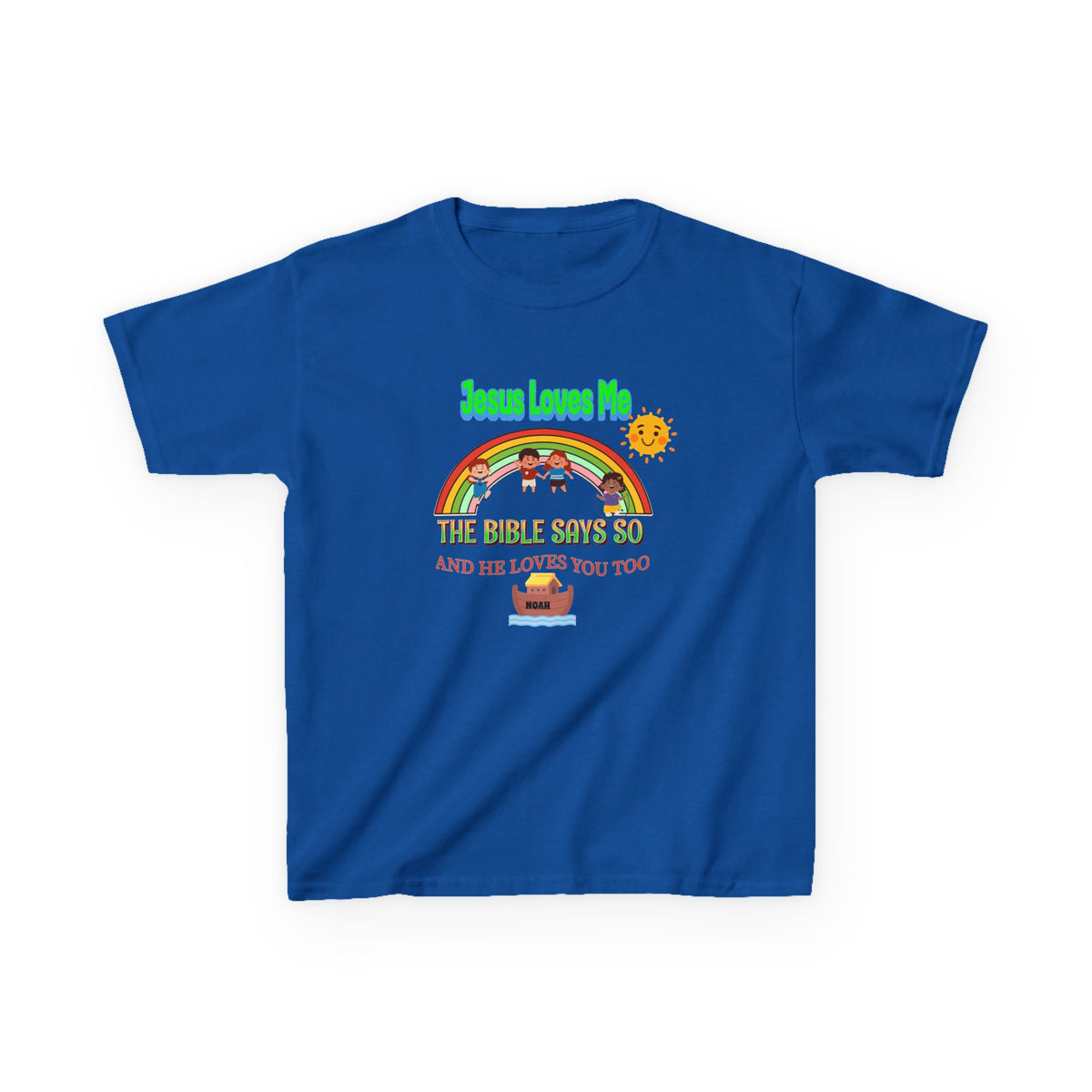 Kids T-Shirt — 'Jesus Loves Me' Rainbow Bible Verse Tee for Children