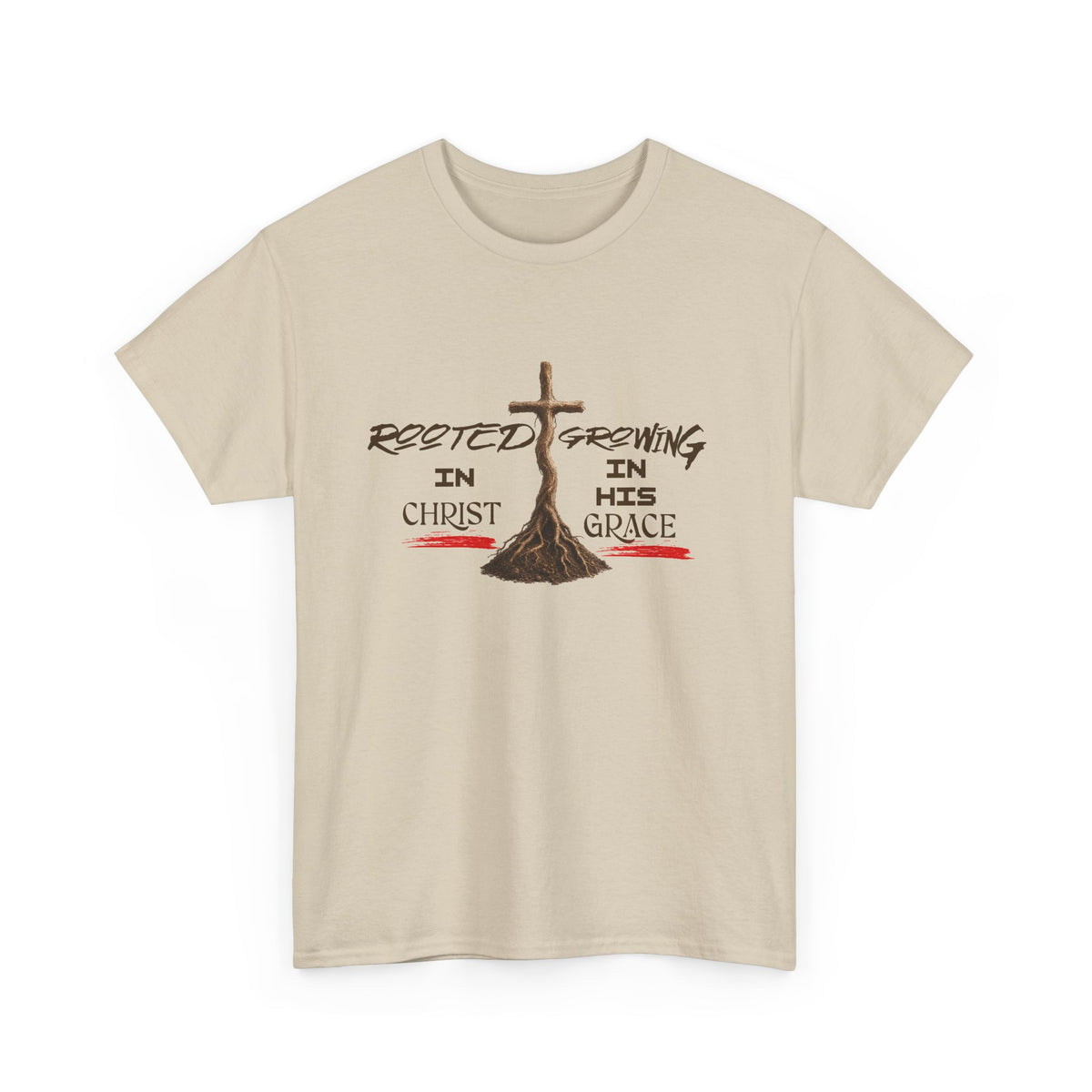Christian Cross T-Shirt — 'Rooted & Growing in Christ, In His Grace' Faith Tee