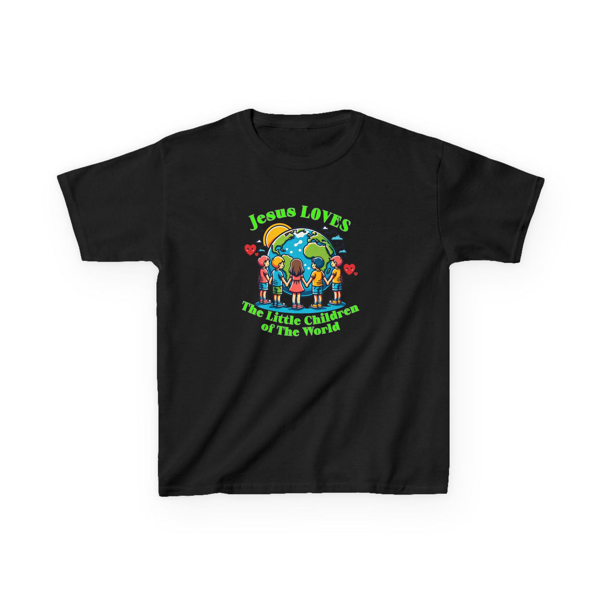 Kids Tee — "Jesus Loves The Little Children of the World" Faith Graphic